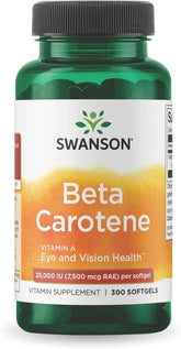 Swanson Beta - Carotene Vitamin A 25000 IU Softgels - Skin, Eye, and Immune System Health - Antioxidant Support - 7500 mcg (300 Softgels) - Showlu Well Nation Store